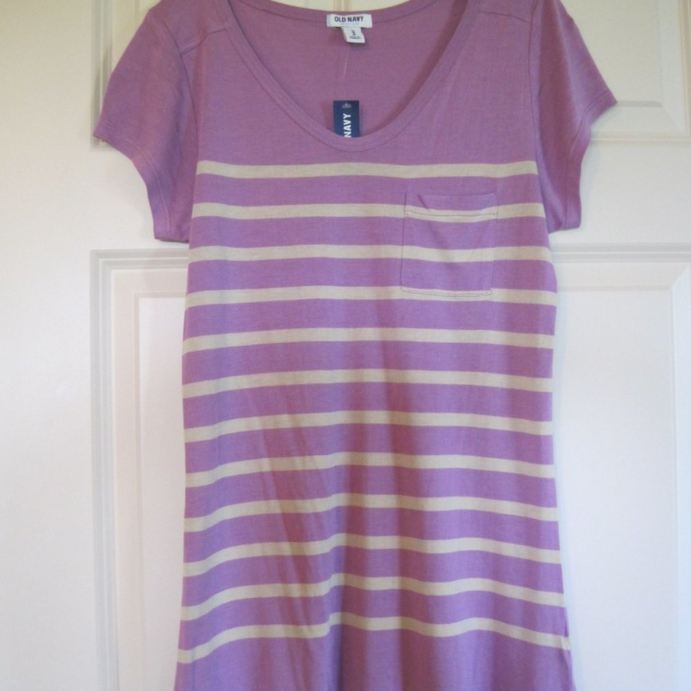 NWT Old Navy purple tan pocket front shirt sz M
